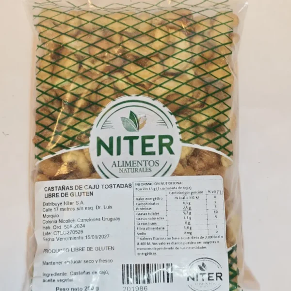 Castañas de Cajú Niter 200g
